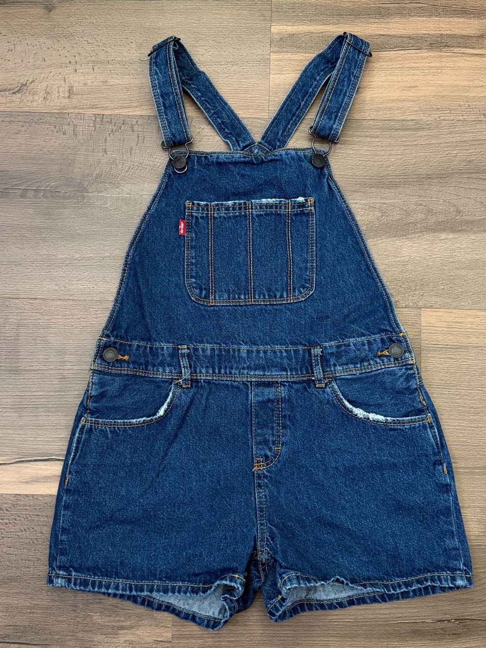 Levi's Girls' Medium Dark Wash Denim Shortalls Size Large 12/14
